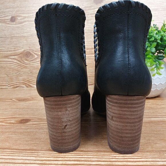 Lucky Brand Women's Sivya Leather Block Heel Fashion Ankle Boots Shoes size 6.5M - Picture 7 of 11